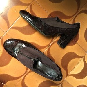 Franco Sarto shoes brown patent leather with zipper large size 12